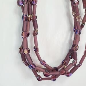Handmade Multi-Strand Mauve Bead Necklace – Vintage Style – 14" Drop